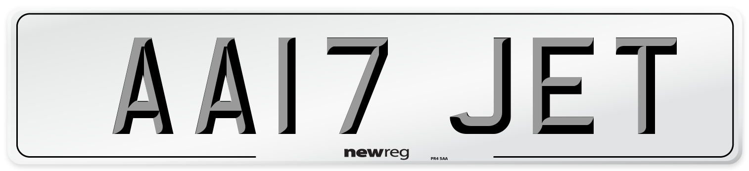 AA17 JET Number Plate from New Reg